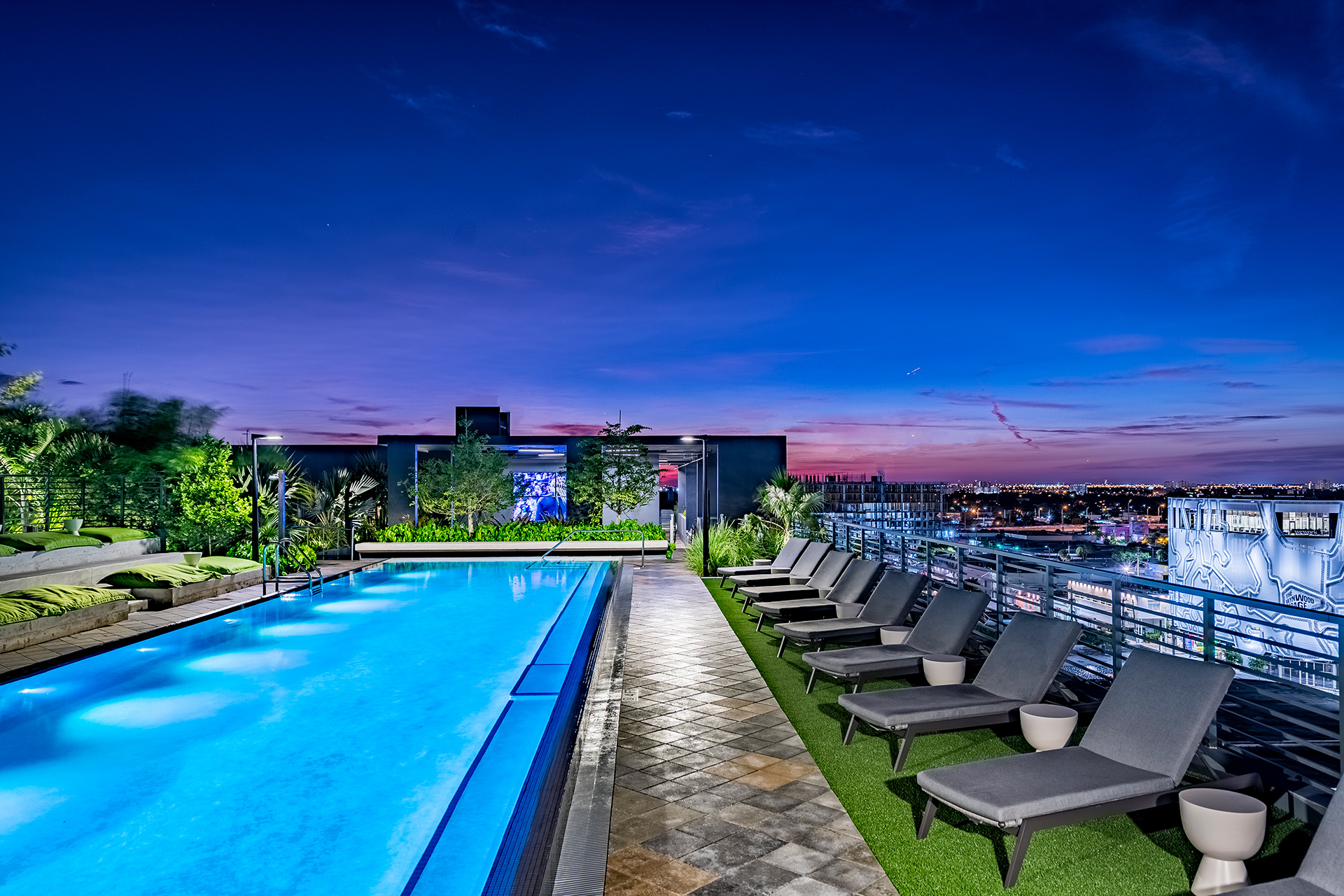 rooftop pool night view